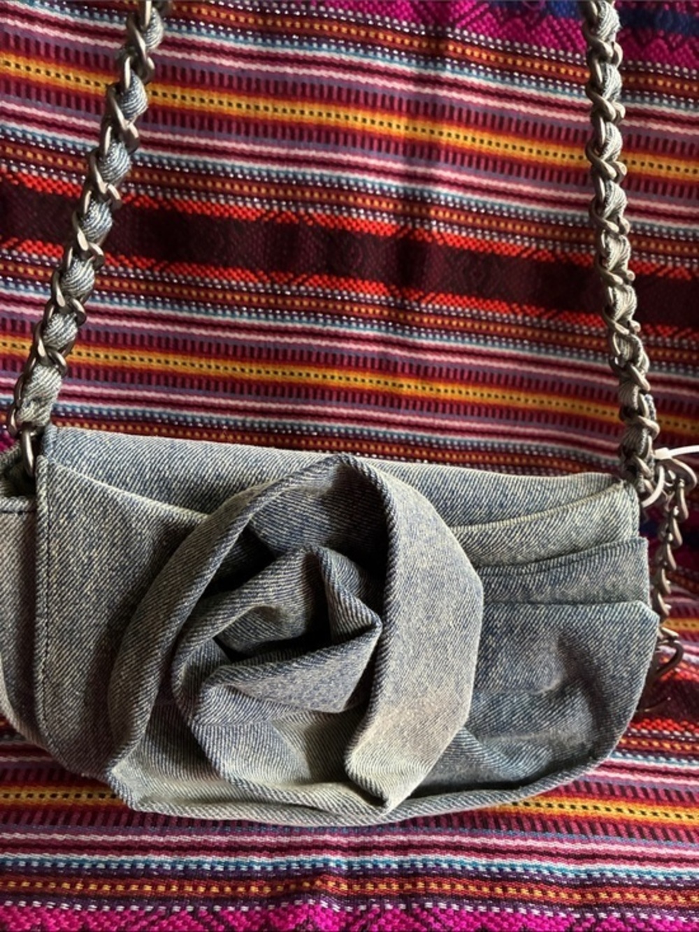 Steve Madden Denim-Look Crossbody Bag in Blue Accent
